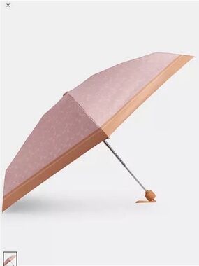 Coach Compact Powder Pink Travel Umbrella with Contrast Edge